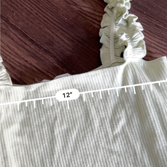 Double zero light green ribbed ruffle bodysuit - Picture 3 of 4